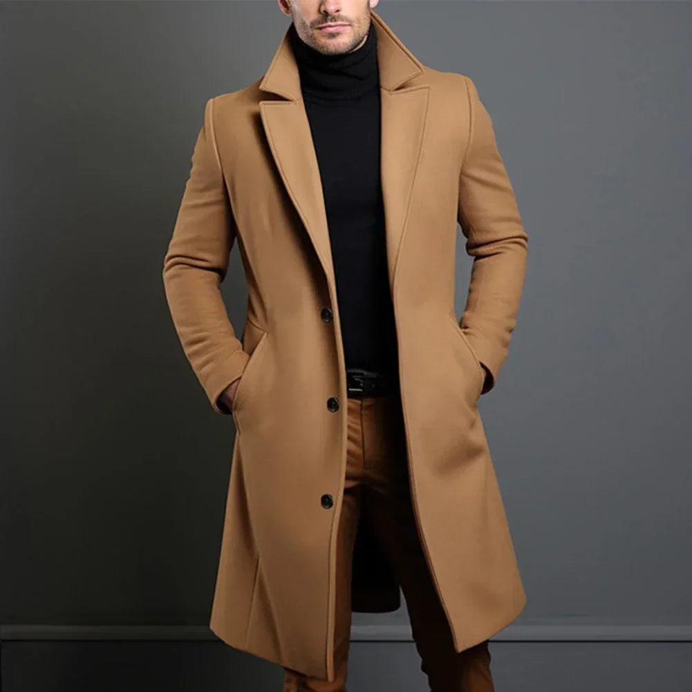 Men's Classic Tailored Overcoat - Stylish Navy, Black & Beige Options | Premium Quality Outerwear