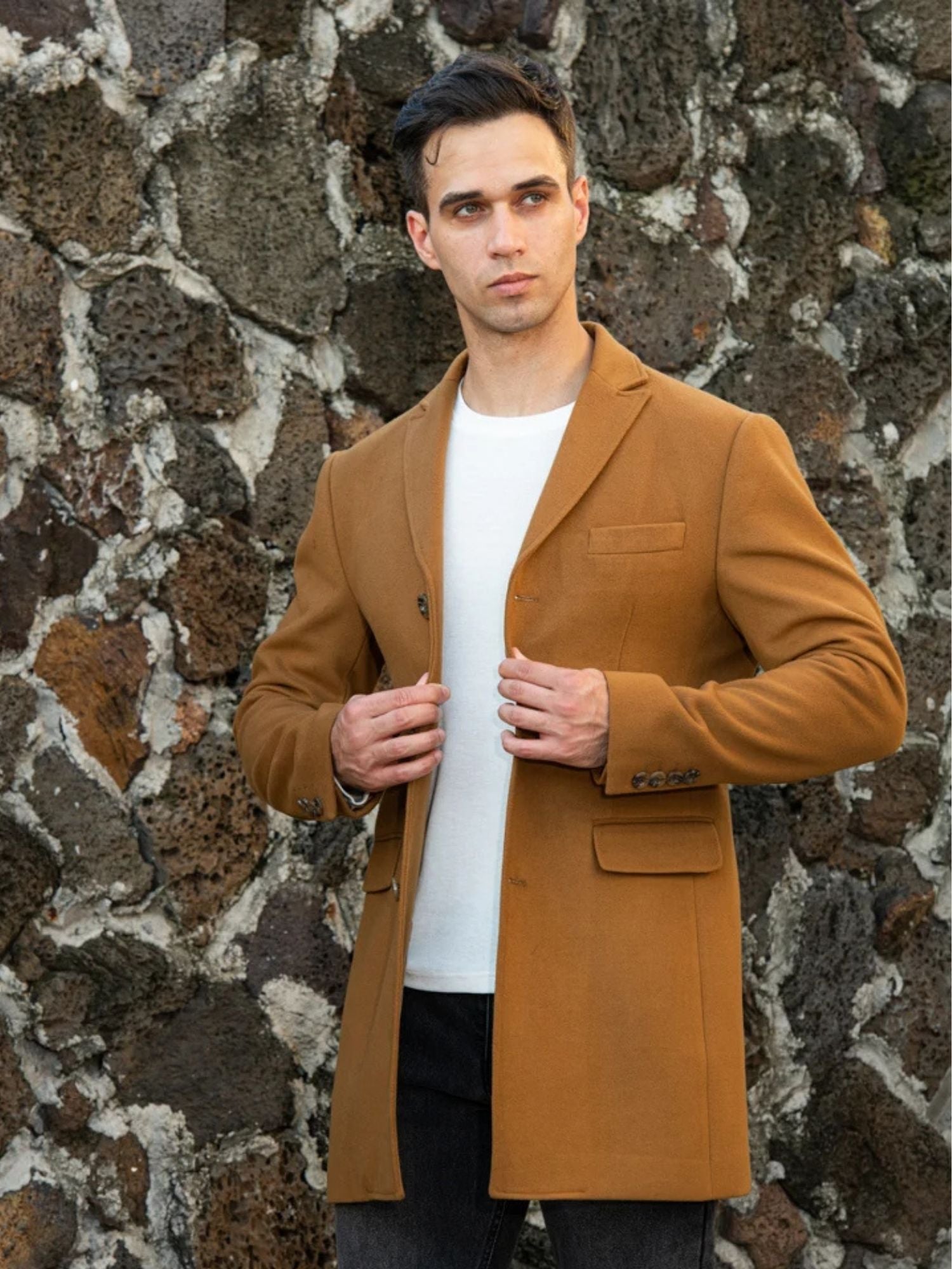 Men's Double-Breasted Jacket with Smoking Collar, Viarello Woolen-Viarello