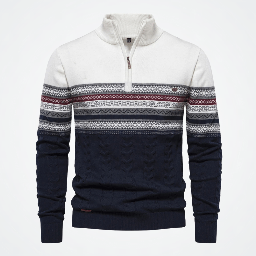 Men's High Neck Half Zip Sweater Viarello Cinnamon-Viarello
