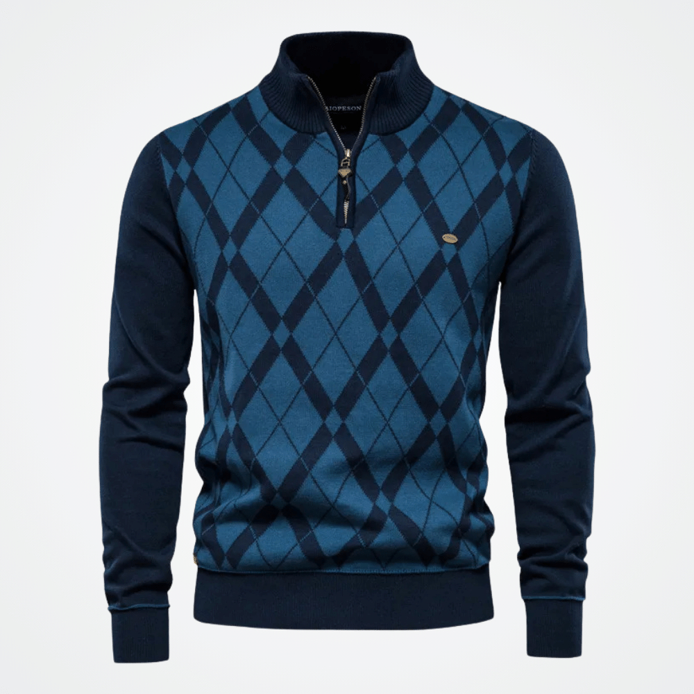 Men's Turtleneck Sweater with Half Zip, Viarello Austria-Viarello
