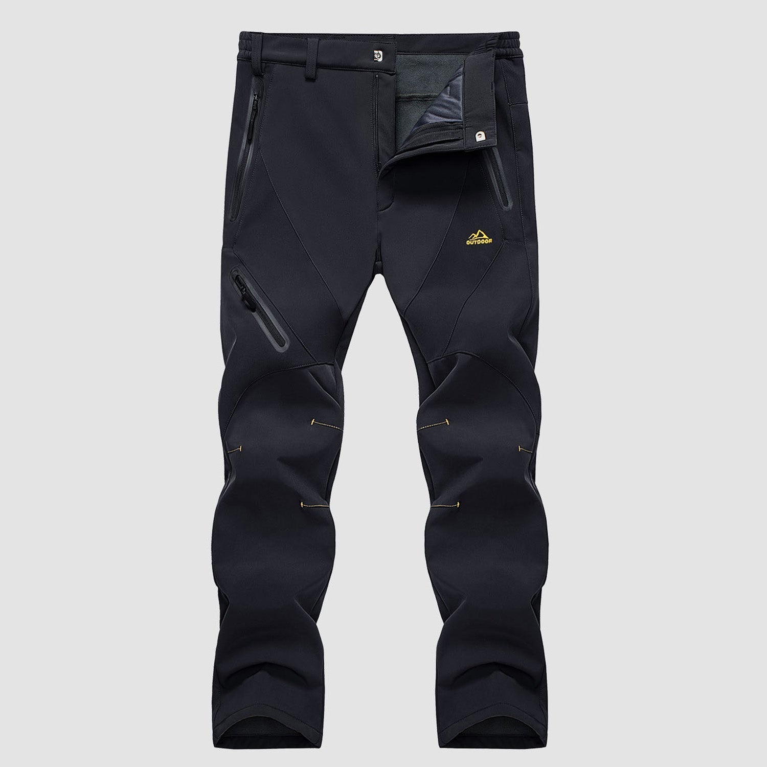 Men's Waterproof Snow Pants - Fleece-Lined, Zip Pockets, Insulated Winter Gear