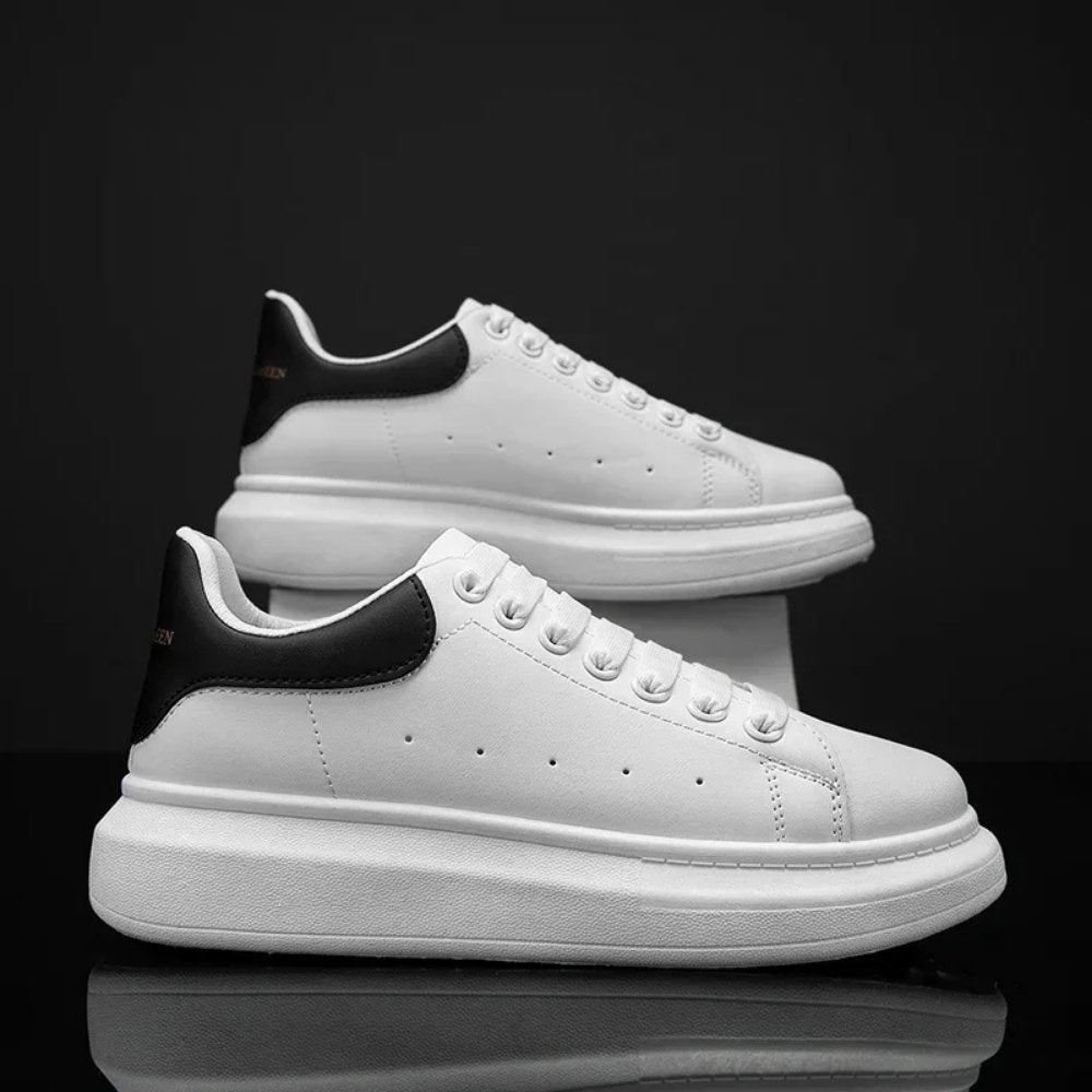 Viarello Atenas Men's Casual White Leather Sneakers-Viarello