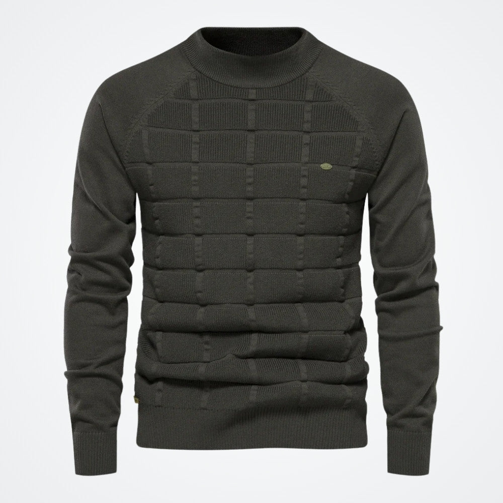 Viarello Leipzig Men's Textured Padded Collar Sweater-Viarello