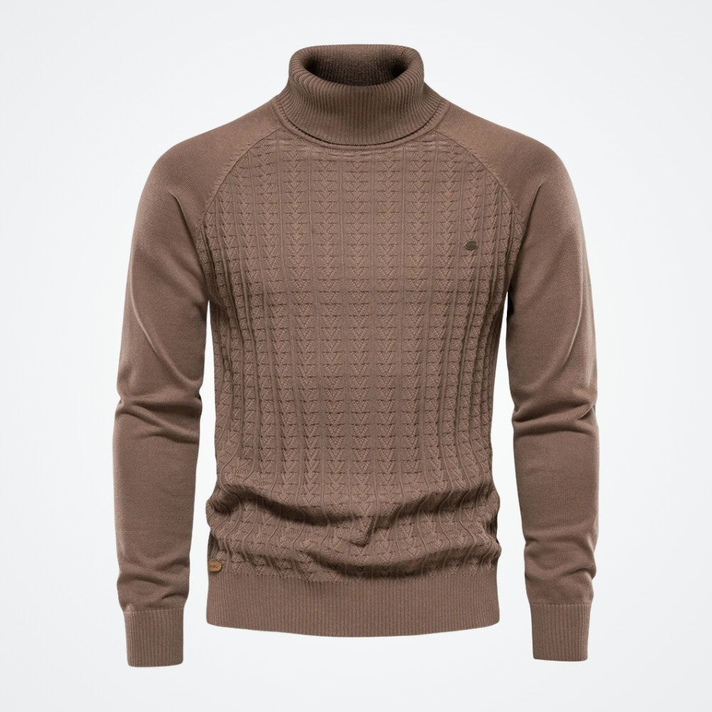 Viarello Roma Men's Textured Turtleneck Sweater-Viarello