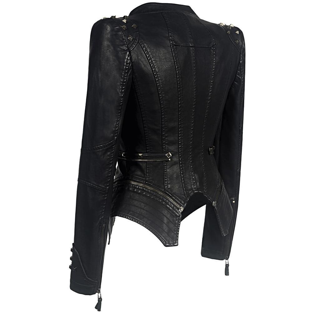 Women's Gothic Leather Jacket - Stylish Vintage Design with Unique Detailing