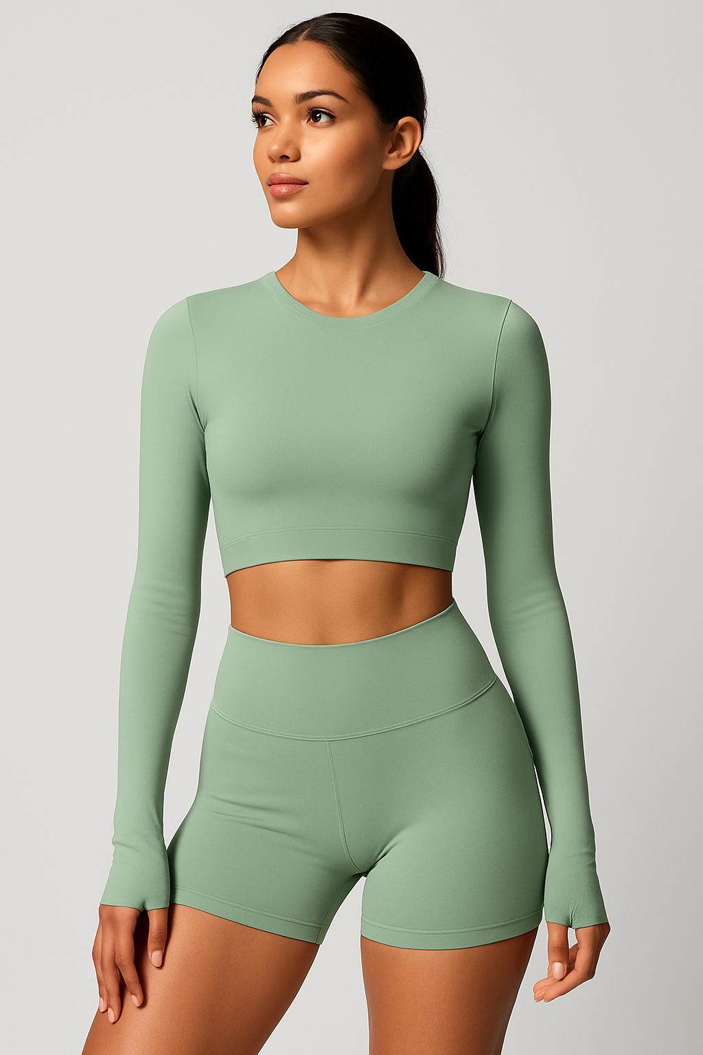 Yoga Set Women’s Sportswear – Long Sleeve Padded Top & High Waist Leggings