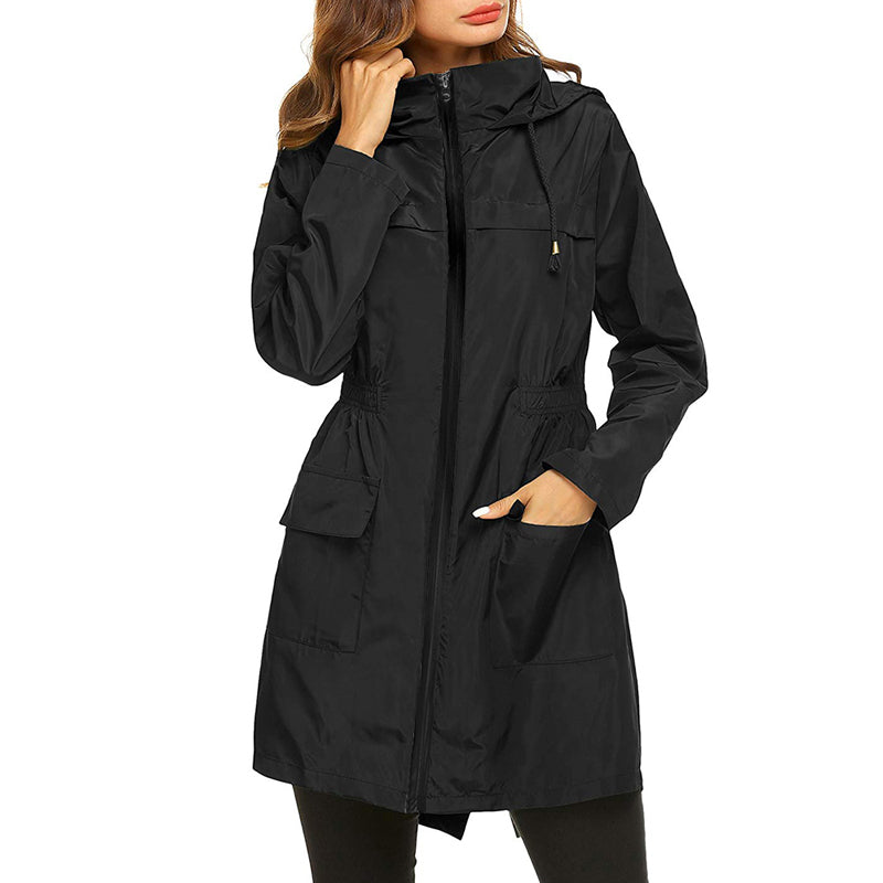 Women's Lightweight Packable Raincoat - Water-Resistant with Cinched Waist - Perfect for Travel & Outdoor Activities