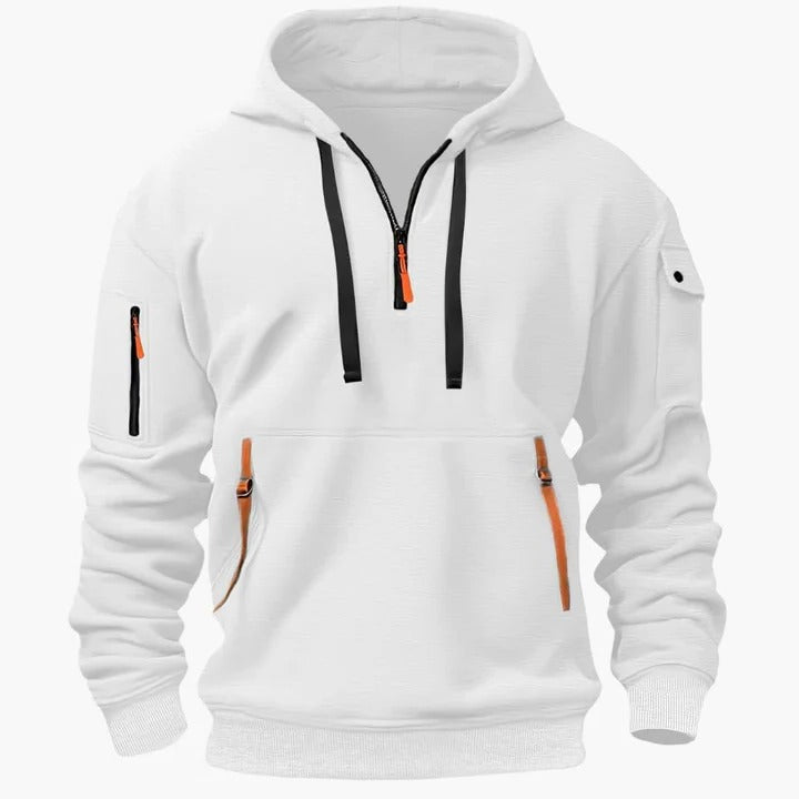 Men's All-Season Utility Half-Zip Hoodie: Breathable, Relaxed Fit, Multi-Pocket Design