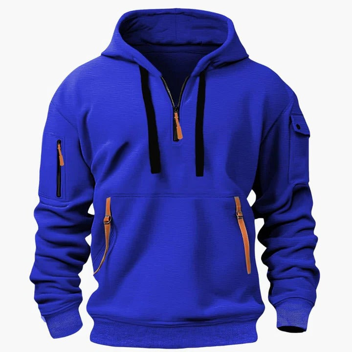 Men's All-Season Utility Half-Zip Hoodie: Breathable, Relaxed Fit, Multi-Pocket Design