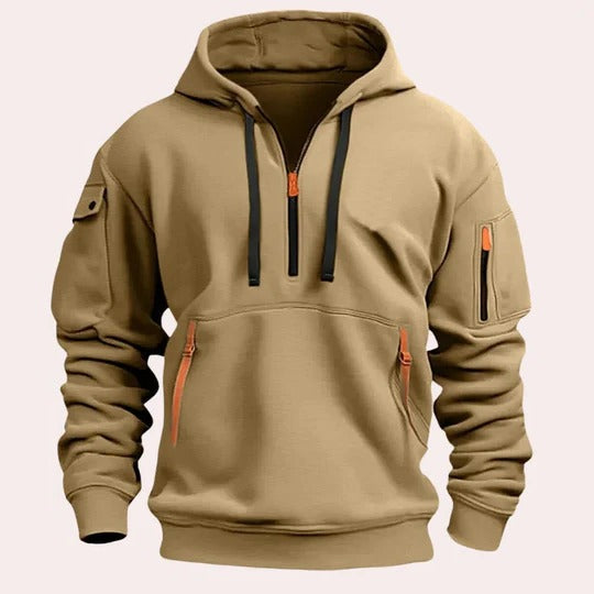 Men's Comfortable Pullover Hoodie with Adjustable Hood and Front Pocket
