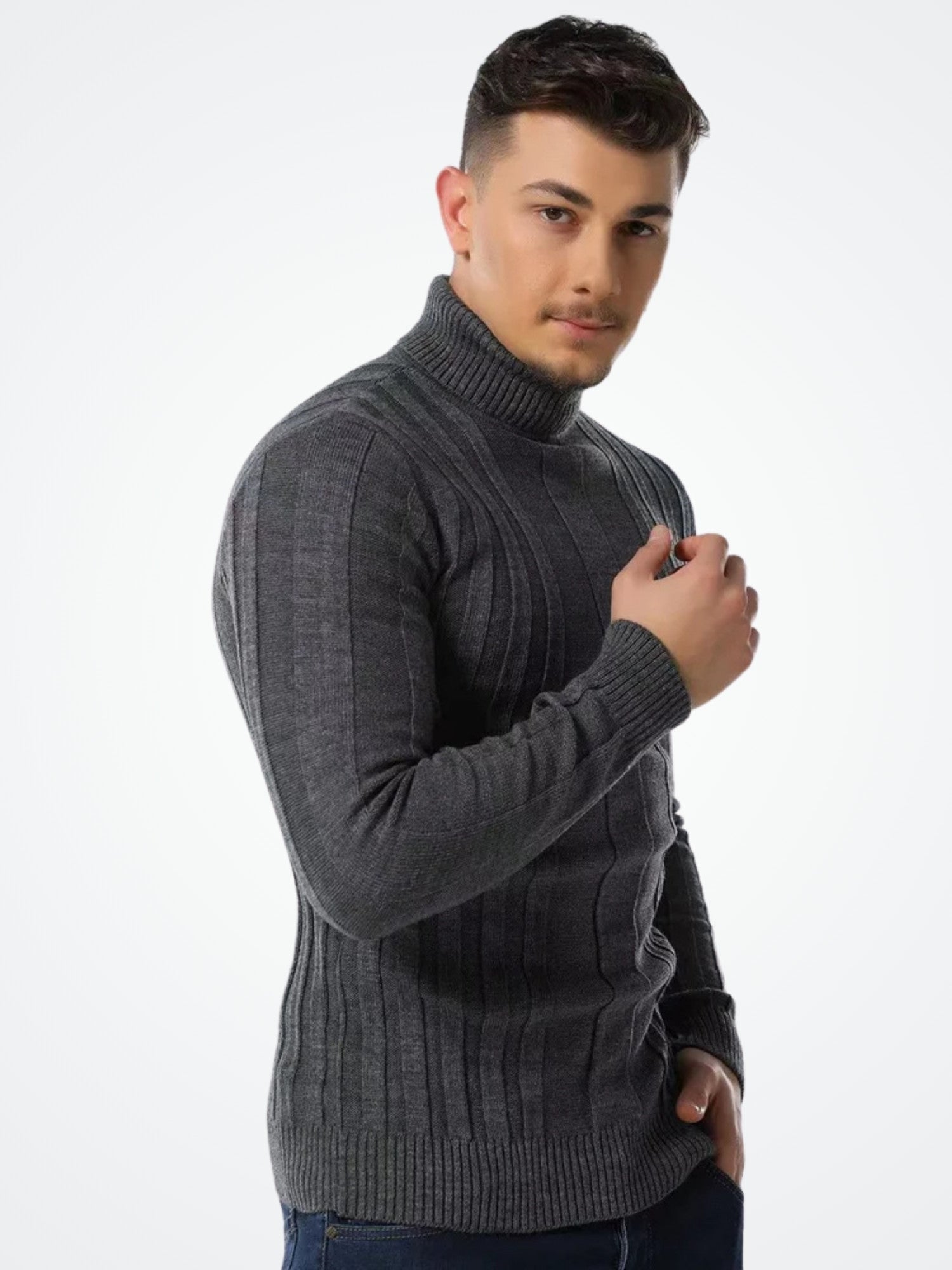 Men's Textured Turtleneck Elegano Chelsea Sweater-Viarello