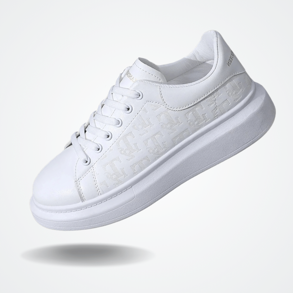 Viarello Dublin Men's Casual White Leather Sneakers-Viarello