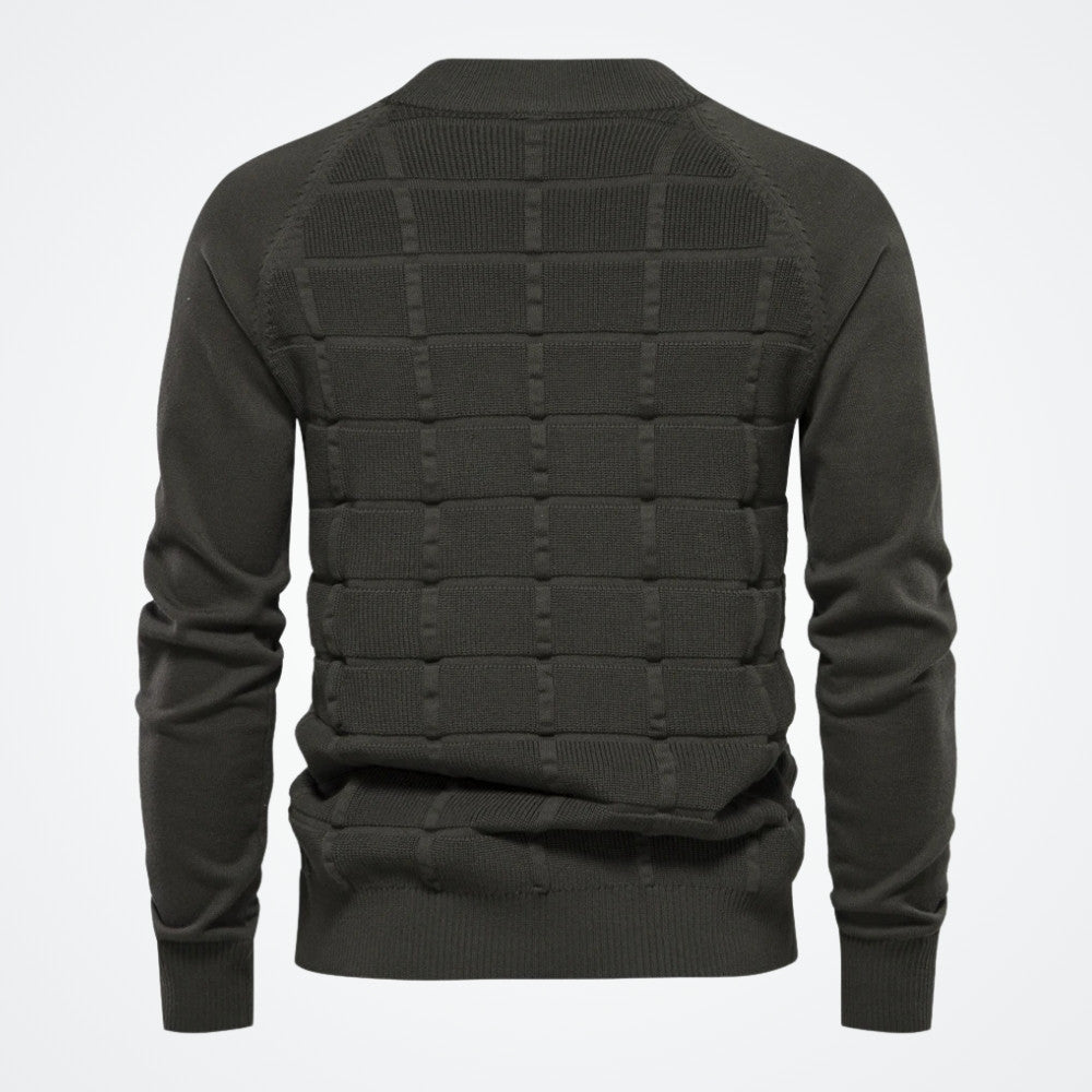 Viarello Leipzig Men's Textured Padded Collar Sweater-Viarello